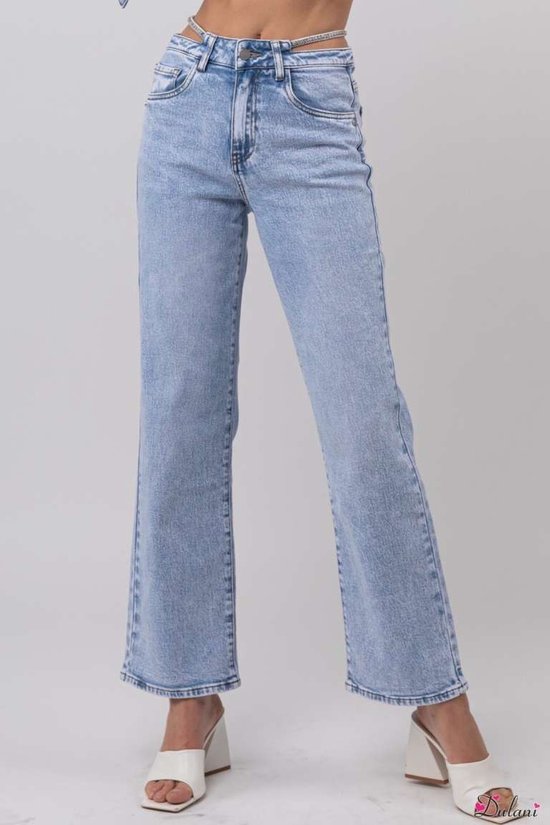 Pantalon Toxik3 jean large taille haute avec détail strass