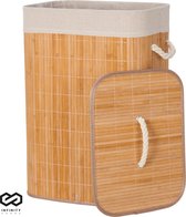 Infinity Goods Panier à linge en Bamboe avec couvercle - Trieur de linge - Sac à linge en coton lavable - Poignées - 72 litres - Marron naturel