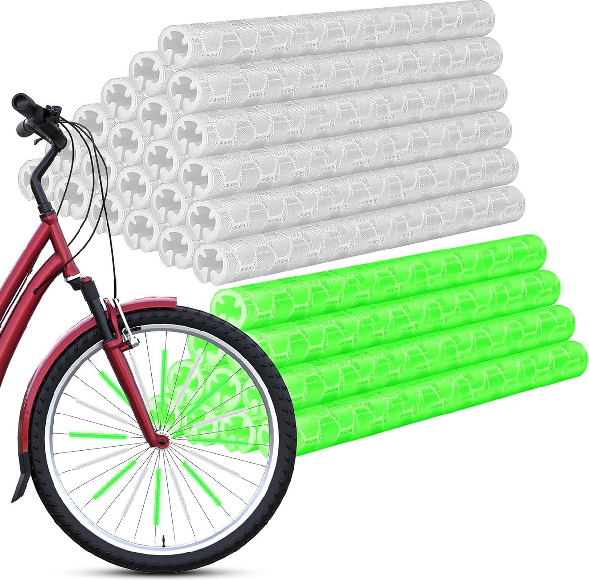 Réflecteur de rayon de vélo 12pcs Roue de vélo Rayon Réflecteur De montage  réfléchissant Clip Tube