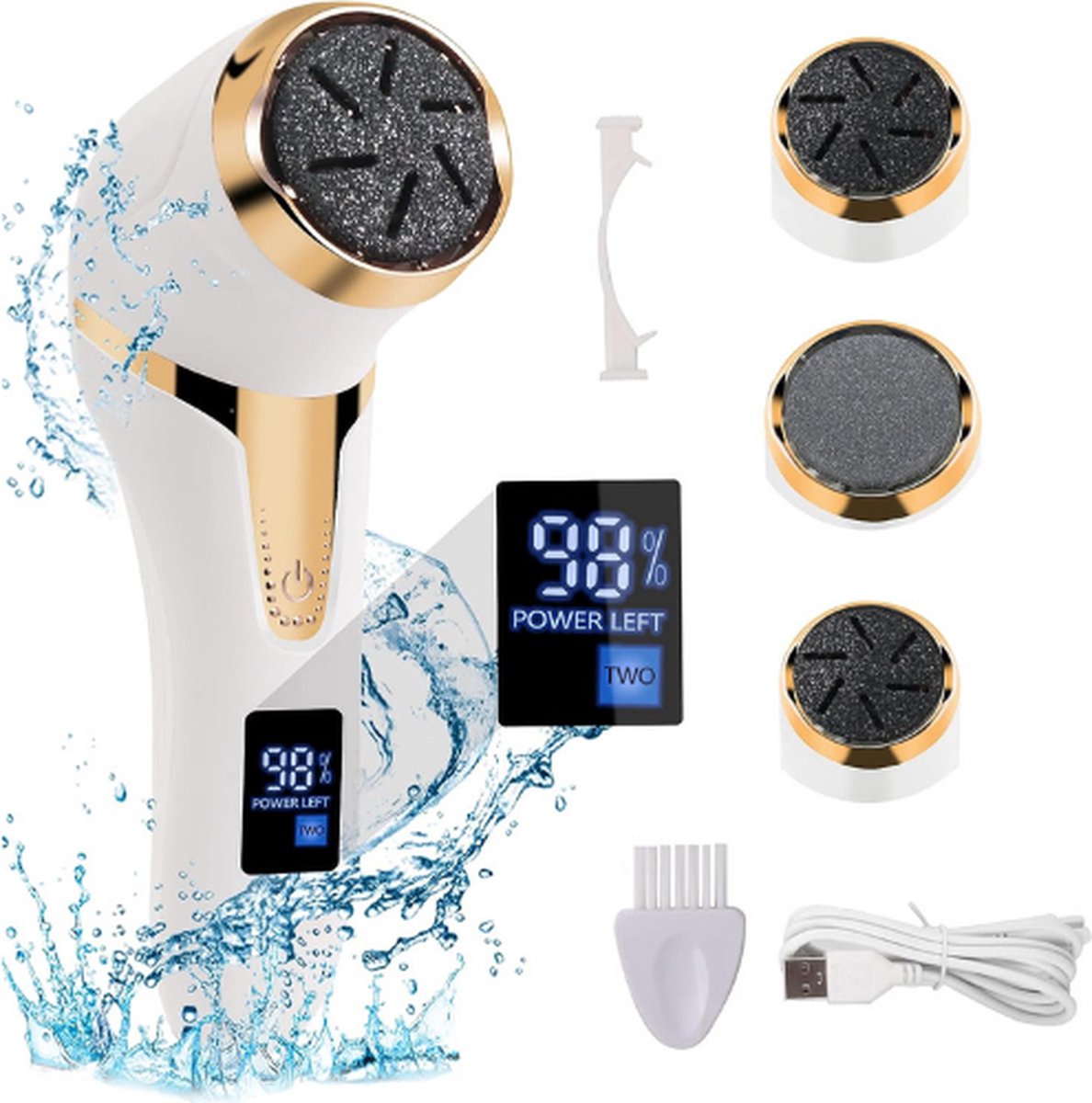 Goedkoopste Elektrische Eeltverwijderaar - Stofzuigsysteem - Eeltverwijderaar - USB Oplaadbaar - Krachtige Motor - IPX7 Waterbestendig - Voetvijl - 3 Slijpkoppen - Wit