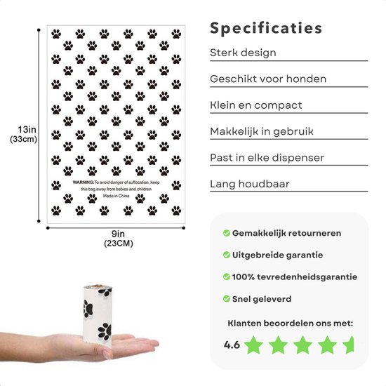 The Sustainable People Biologisch Afbreekbare Hondenpoepzakjes zonder Handvat, 120 tassen