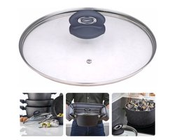 Glazen Deksel 20cm - RVS Rand - Met Stoomgaatje - Vaatwasmachine Bestendig - Pannendeksel voor Pannen