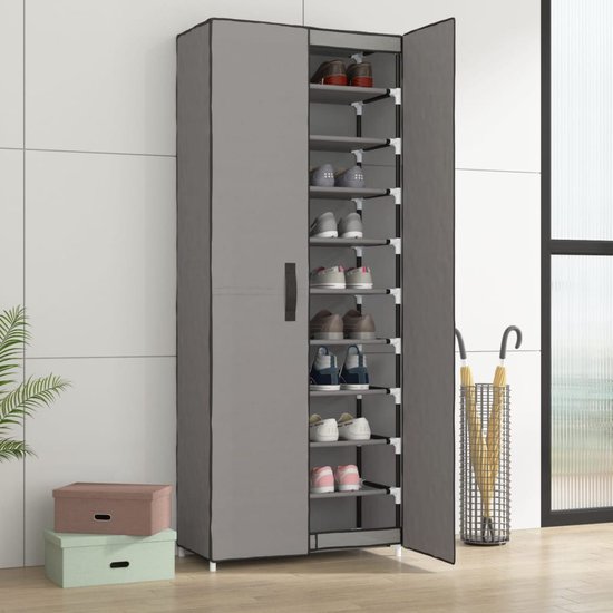 The Living Store Meuble à chaussures 10 étages - 60x30x166 cm - espace de rangement pour 30 paires de chaussures