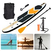 Bol.com Cheqo® Complete SUP-Set - Opblaasbaar SUP Board - Stand Up Paddle Board - 305x71x10cm - 100kg - Oranje - Ideaal voor Beg... aanbieding
