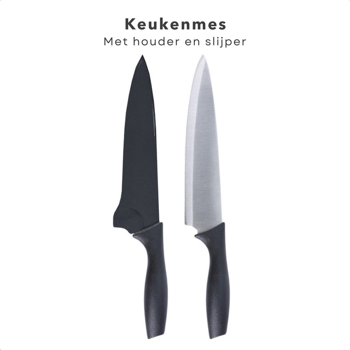 PRO Koksmes met Messenslijper - Slijper - Keukenmes - 1.2mm Dikte - Pp Heft en Houder