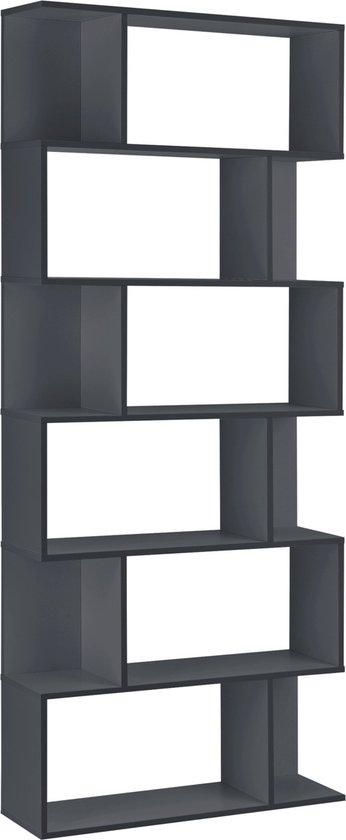 Boekenkast Plank Zoraida - 192x80x24 cm - Donkergrijs - Spaanplaat - Decoratief Design