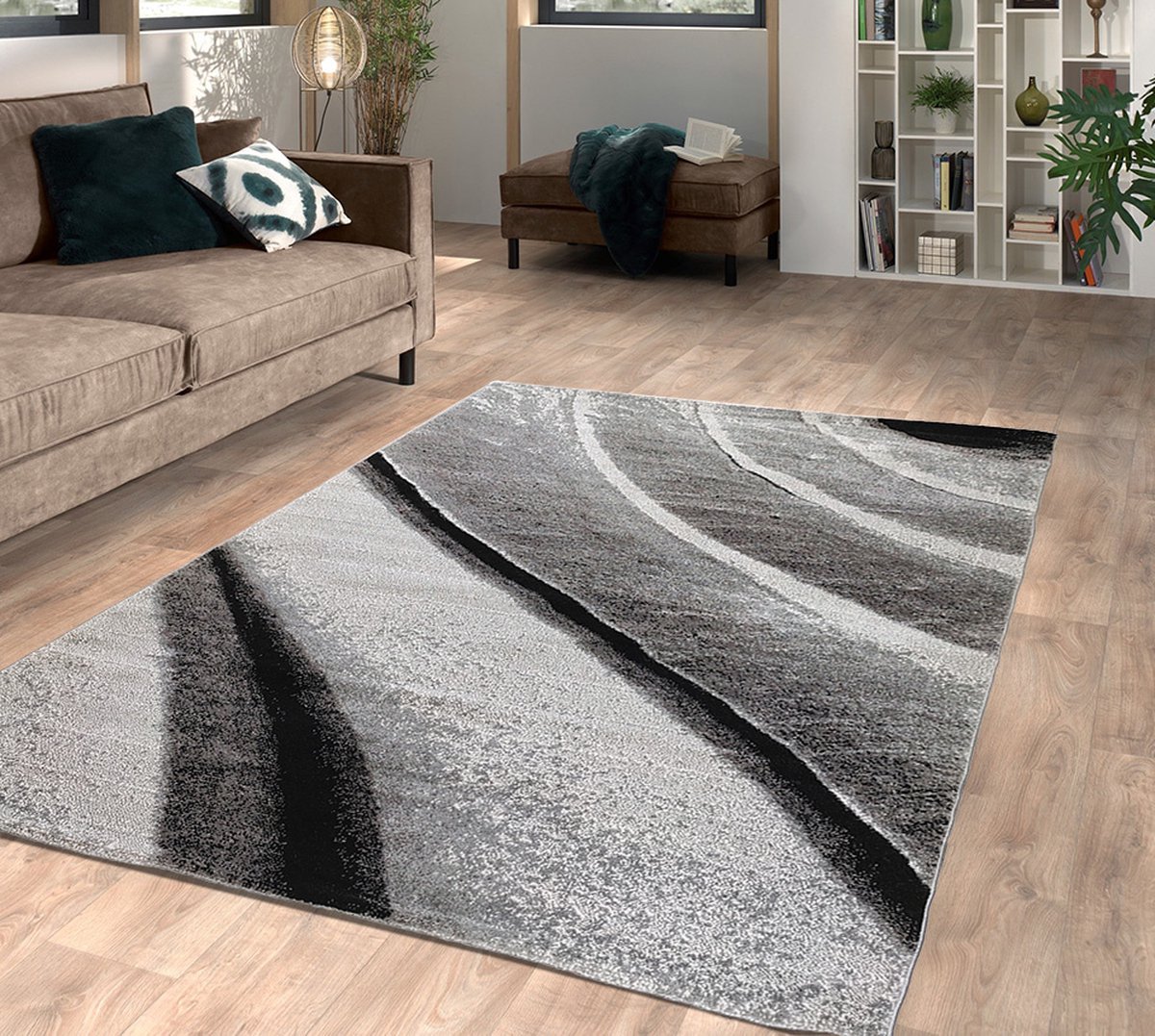 flycarpets Lima Vloerkleed Grijs - Voor binnen - Designer - Modern - Woonkamer - Laagpolig - 280x380 cm
