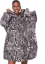 Homie Hoodie - Hoodie deken - Fleece Deken met Mouwen - Zebra