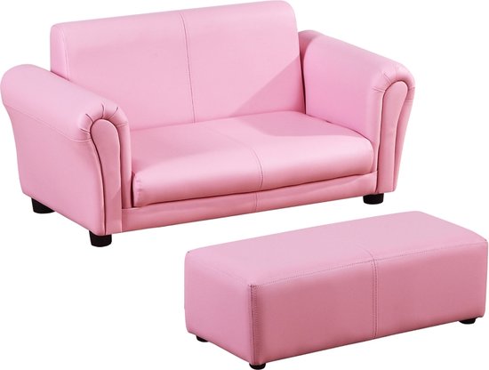 Foto: Kinderbank met hocker kinderfauteuil kinderzetel kindermeubels zitbank roze 83 x 42 x 41 cm