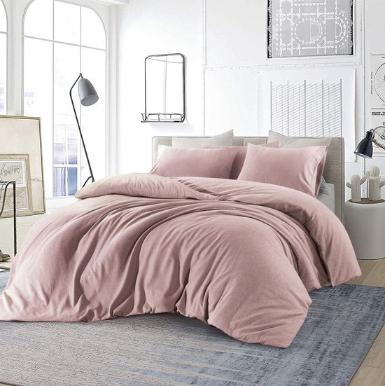 Dream textiles Housse de Couette en Flanelle Douce Brienz - Double - 200x200/220 cm - Rose