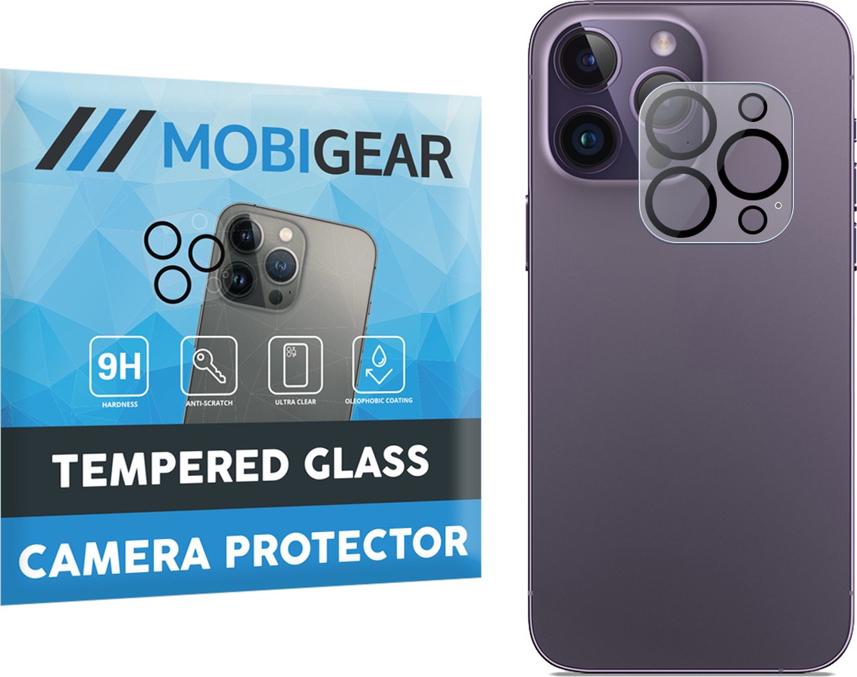 Mobigear Screenprotector geschikt voor Apple iPhone 15 Pro Glazen | Mobigear Camera Protector - Case Friendly