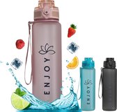 Drinkfles, BPA-vrij Tritan, 750 ml, lekvrij, sportfles voor fietsen, kamperen, yoga, gym, roze