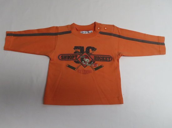 Pull - T-shirt à manches longues - Garçons - Oranje - Snoopy Hockey - 1 an 74