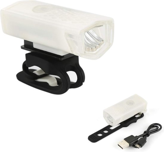 Feu avant de vélo Wit - Lampe avant LED - 300 lumens - Rechargeable - Rechargeable USB - Wit - Compact - Etanche - Phare de vélo