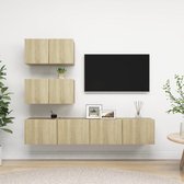 The Living Store TV meubelset hangend - 60 x 30 x 30 cm - 80 x 30 x 30 cm - sonoma eiken - spaanplaat