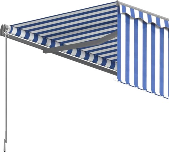 vidaXL Auvent extensible manuellement avec store enrouleur LED 4x3 m Bleu Blanc