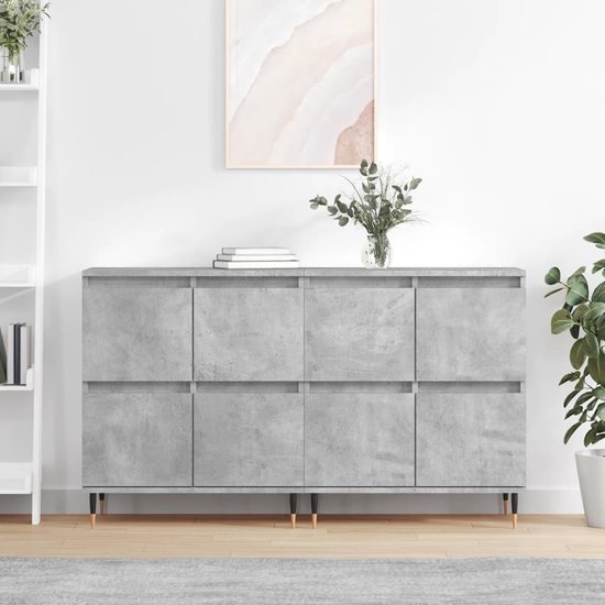 vidaXL Commodes 2 pcs Bois d'ingénierie Béton Gris