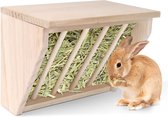 Wooden hay rack for stall, rabbit feeder for rabbits, guinea pigs, hay feeder, size L: 24 x 16 x 19 cm