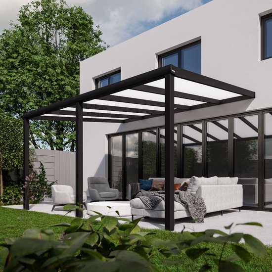 Pratt & Söhne Abri de terrasse 5x3,5 m - Abri de jardin en polycarbonate  opale pour... | bol