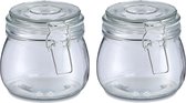 Zeller Voorraadpot/bewaarpot Alfie - 2x - 500 ml - glas - beugelsluiting - D11 x H11 cm