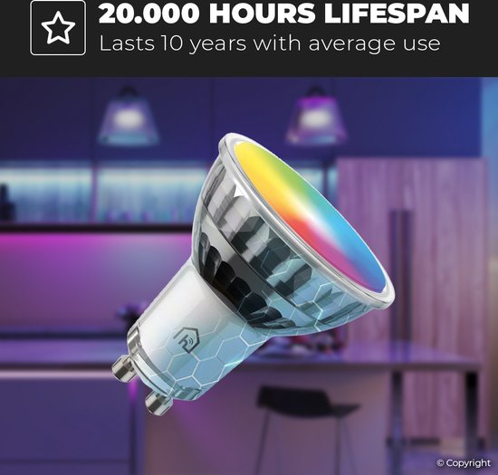Hoftronic - Gu10 Smart Lamp - 5,5w 400lm - 120° - Rgbww