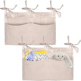 Pack of 2 Baby Nursery Organiser, Hanging Bed Organiser, Baby Bed Organiser, Nursery Hanging for Clothes, Nappies, Toys, Hanging on Crib, Changing Table or Wall
