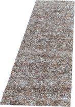 Tapis Flycarpets Lorium Runner - Beige / Mocca / Crème - Poil long - 80x150 cm