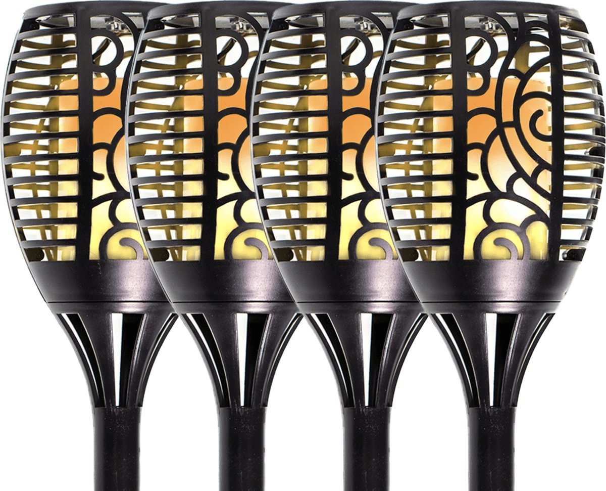 Solar LED XL 78CM Tuinfakkels Set van 4 stuks met vlam-effect - Solarl