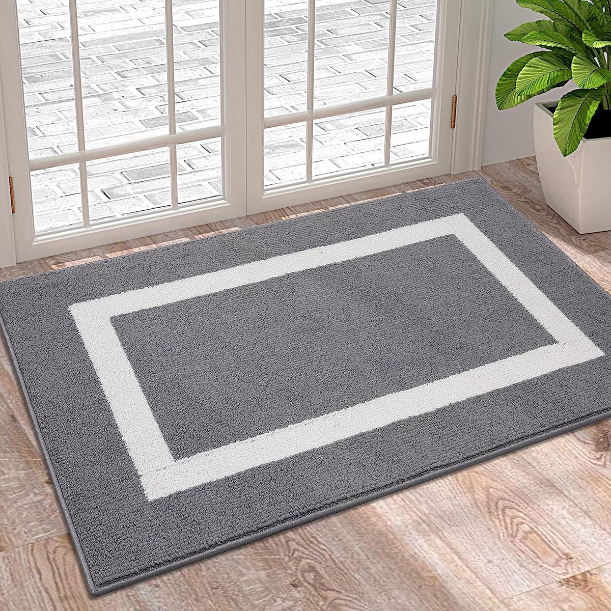 Tapis Entrée Intérieur 60x90cm Tapis de Porte Noir Antiderapant