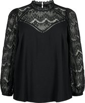 ZIZZI MLUA, L/S, BLOUSE Dames Blouse - Black - Maat XL (54-56)