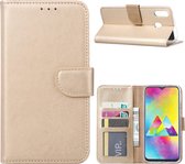 LuxeBass Hoesje geschikt voor Samsung Galaxy M20 Power - Bookcase Goud - portemonnee hoesje - telefoonhoes - gsm hoes - telefoonhoesjes
