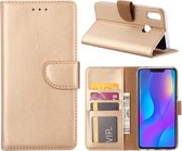 LuxeBass Hoesje geschikt voor Huawei P Smart 2018 - Boekhoesje met kaartvakken - Goud gsm hoesje - telefoonhoes - telefoonhoesjes