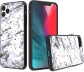 LuxeBass Siliconen hoesje met print geschikt voor Apple iPhone 11 Pro Max - Marmer White - telefoonhoes - gsm hoes - telefoonhoesje