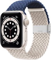 Braided Nylon Starlight/blauw band - Geschikt voor Apple Watch 42mm - 44mm - 45mm - 49mm - Verstelbare stretchy elastische gevlochten smartwatchband met gesp - Voor iWatch Series Ultra/8/7/6/SE/5/4/3/2/1 grote modellen