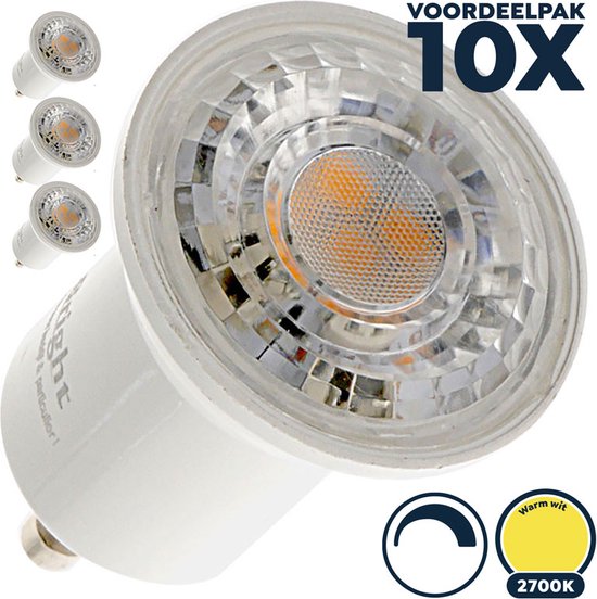 Pack économique 10x spot LED GU10 35mm (MR11) dimmable 2700K/blanc chaud