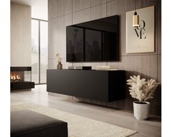 Meubella - TV-Meubel Venica - 140 cm - Mat zwart