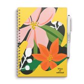 MOYU - Flower Vibes Notebook - Uitwisbaar Notitieboek A5 Premium - Multifunctionele pagina’s - Inclusief uitwisbare pen, houder en wisdoekje