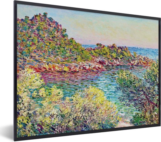 Fotolijst incl. Poster - Landschap bij Montecarlo - Schilderij van Claude Monet - 80x60 cm - Posterlijst