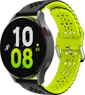 Strap-it Smartwatch bandje 20mm - siliconen bandje met patroon geschikt voor Samsung Galaxy Watch 6 / 6 Classic / Watch 5 / 5 Pro / Watch 4 / 4 Classic / Watch 3 41mm / Galaxy Watch 42mm / Watch Active & Active2 / Gear Sport - zwart/groen