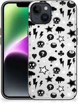 Silicone Back Cover Geschikt voor iPhone 15 Telefoonhoesje met Zwarte rand Silver Punk
