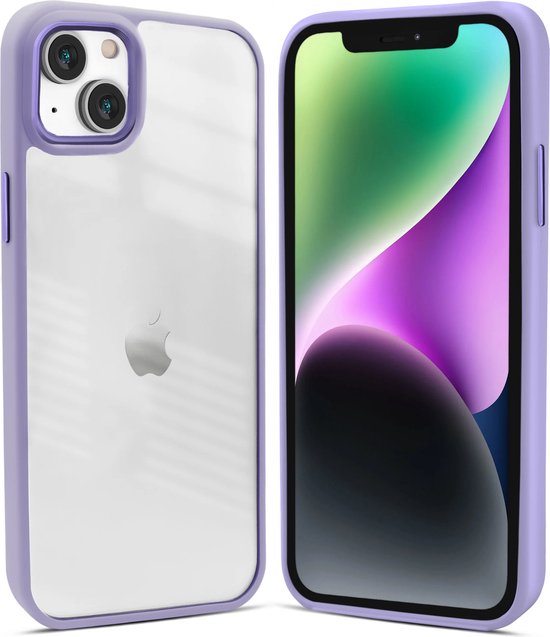Coverzs telefoonhoesje geschikt voor Apple iPhone 13 solid bumper hoesje - optimale bescherming - mat - transparant / paars