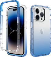 Hoesje geschikt voor iPhone 15 Pro Max - Full body - 2 delig - Shockproof - Siliconen - TPU - Blauw