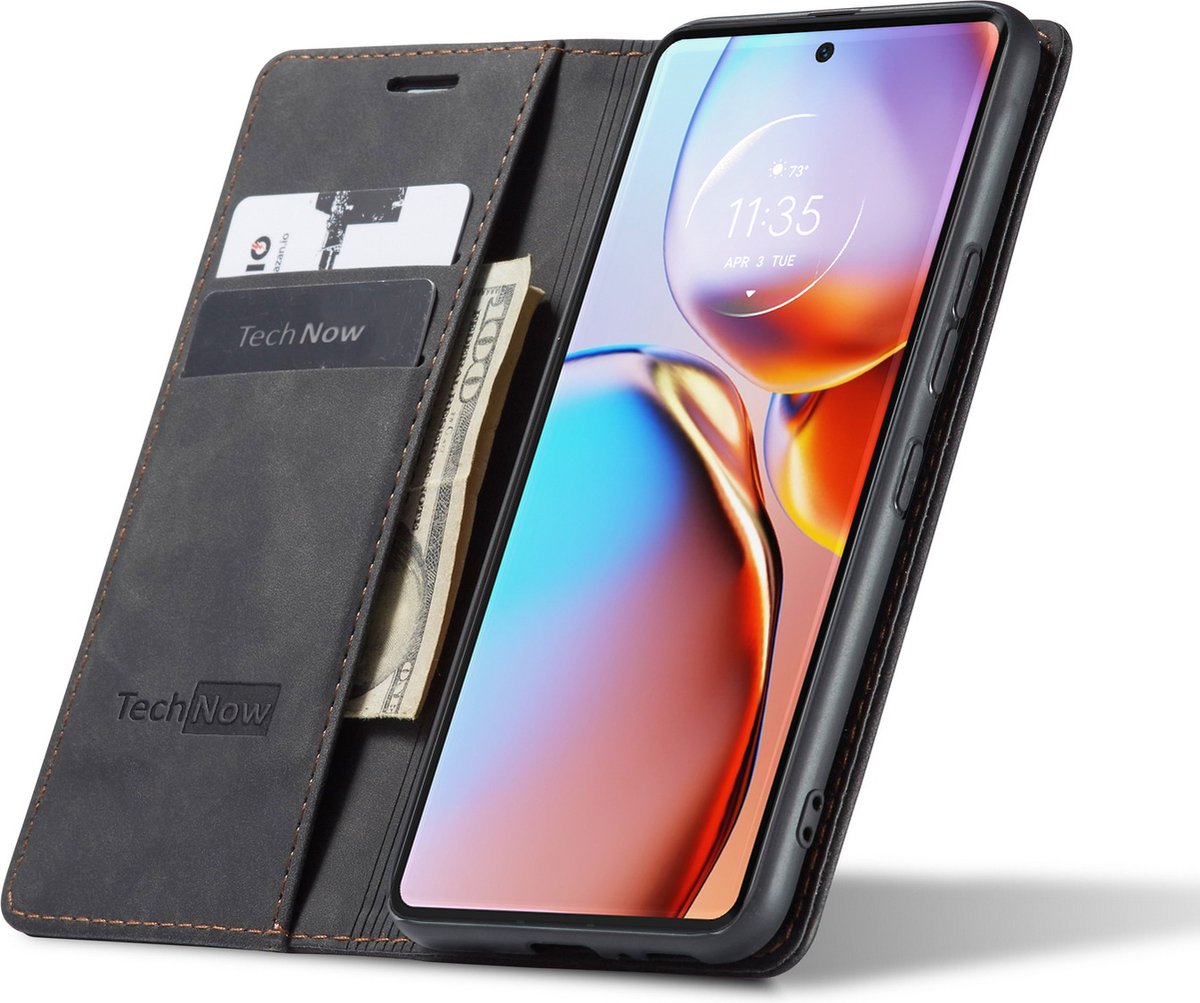 Motorola Moto Edge 40 Pro Hoesje - Book Case Leer Slimline Zwart