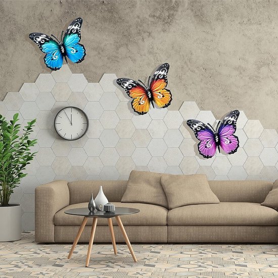 3 pièces de métal papillons décoration murale décoration murale papillon  décoration de