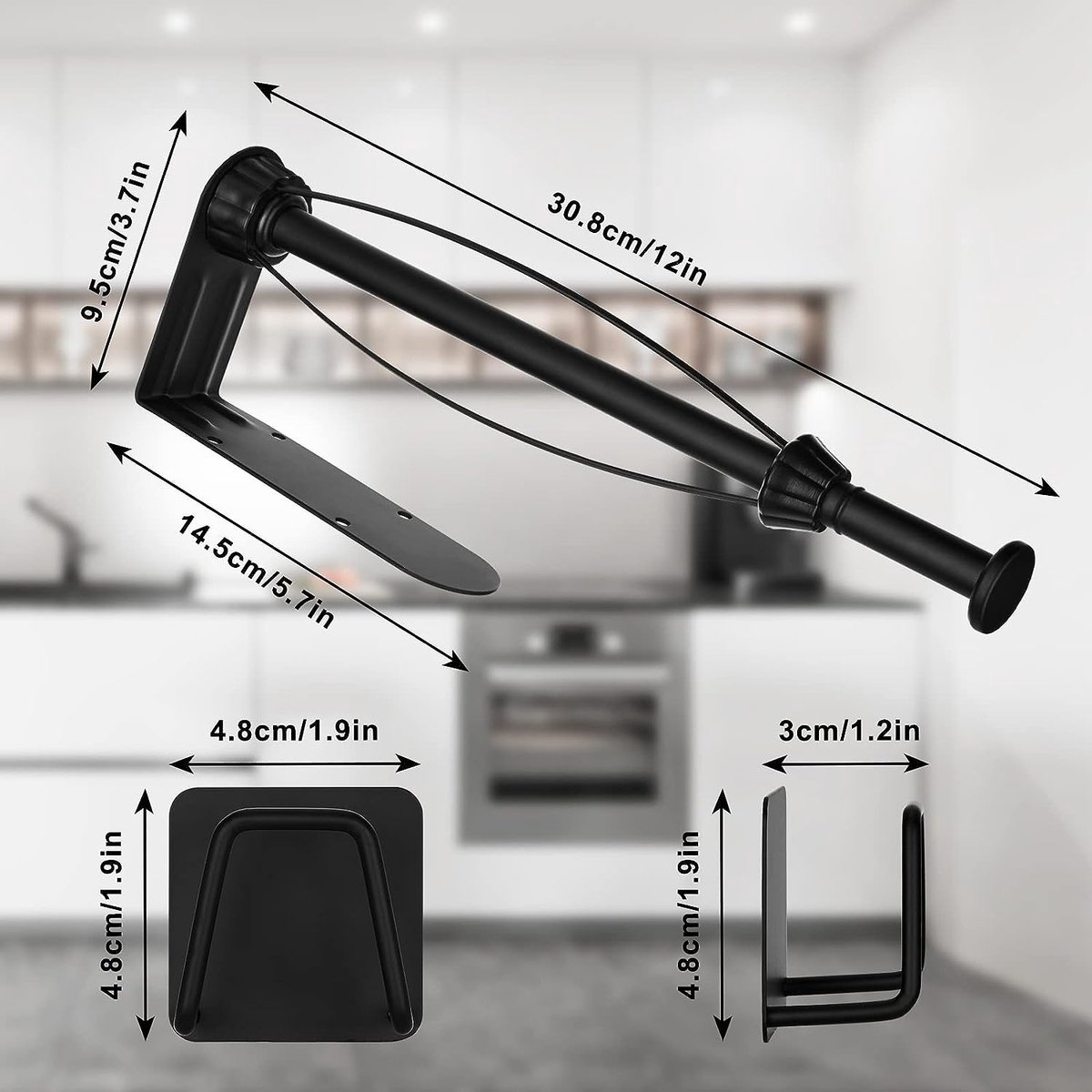 stardis Design keukenrolhouder roestvrij staal mat zwart H 30 15 cm rolhouder papierrolhouder voor keukenrolhouder staand Pure Black