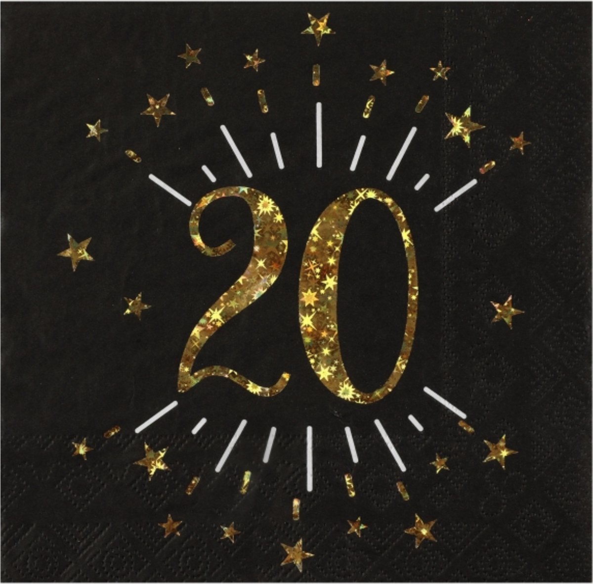Santex Verjaardag feest servetten leeftijd - 10x - 20 jaar - goud - 33 x 33 cm