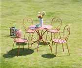 MYLIA Tuinset van metaal smeedijzer: één tafel en 4 stapelbare stoelen - terracotta - GUERMANTES L 80 cm x H 89 cm x D 80 cm