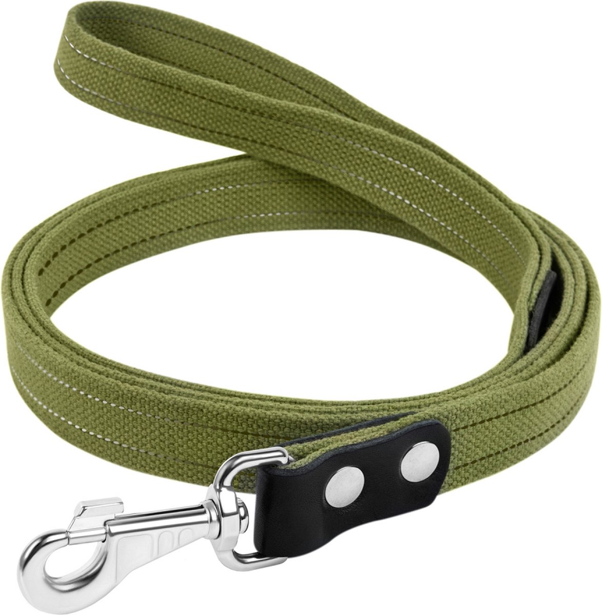 WAUDOG Canvas Hondenlijn / Hondenriem - Katoen - Waterafstotende coating - Legergroen - Reflecterend - Breedte: 25 mm - Lengte: 300 cm