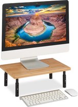 Relaxdays monitorstanaard - monitorverhoger - verstelbaar - bamboe - beeldschermverhoger