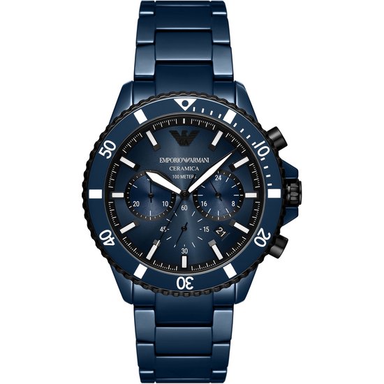 Emporio Armani heren horloge analoog quartz One Size Blauw 32025200